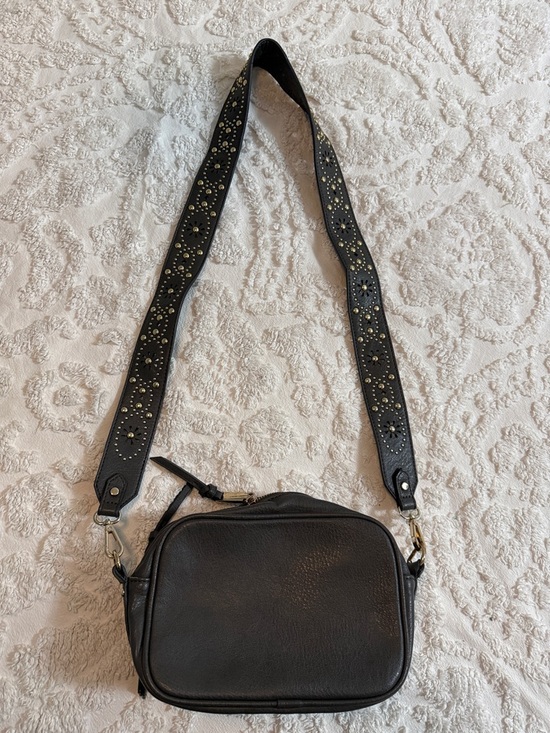 Free People Handbags - Free People - Black Crossbody Bag with Studded removable Strap